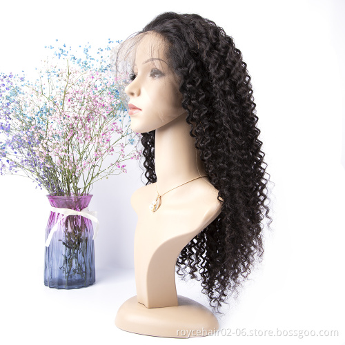 Cheap U Part Kinky Curly Original Brazilian Human Hair Gulessless Transparent Invisible Lace Front Wig with Baby Hair